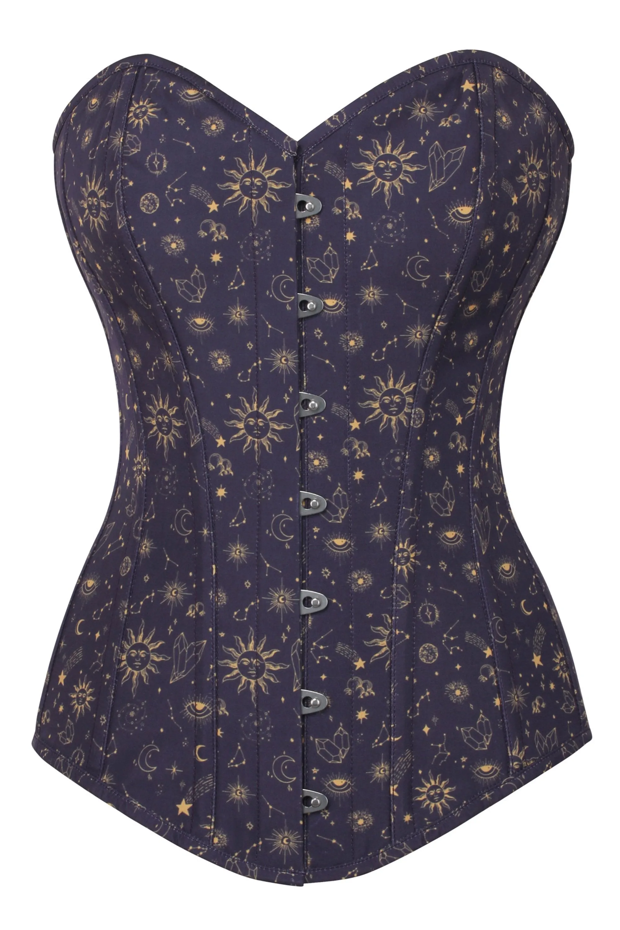 Mystic Galaxy Indigo And Gold Longline Overbust Corset