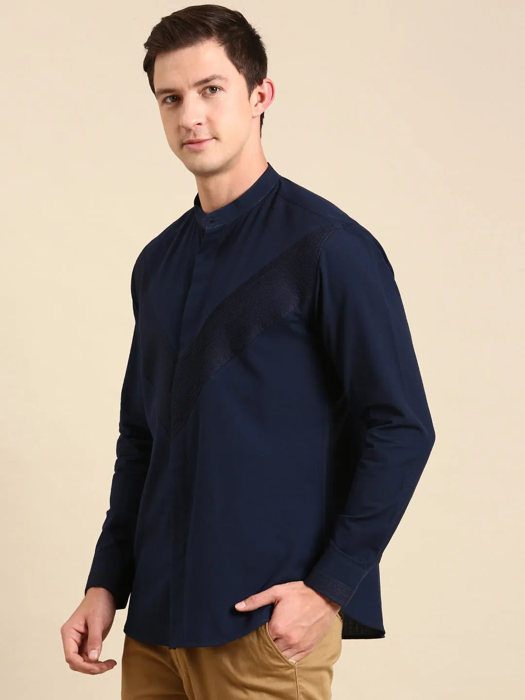 Navy blue Malai Cotton Shirt - MM0853