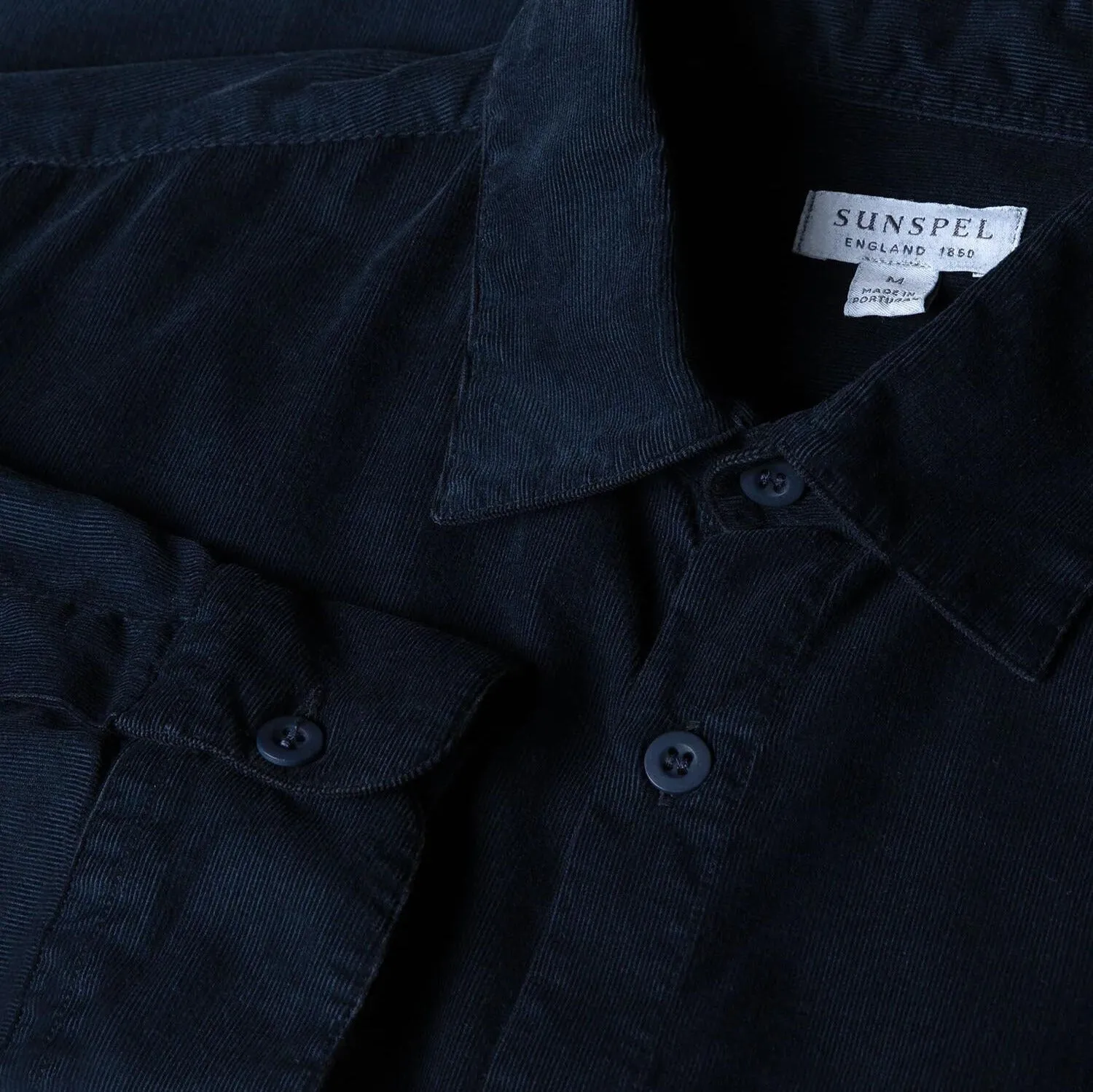 Navy Fine Cord Cotton Shirt