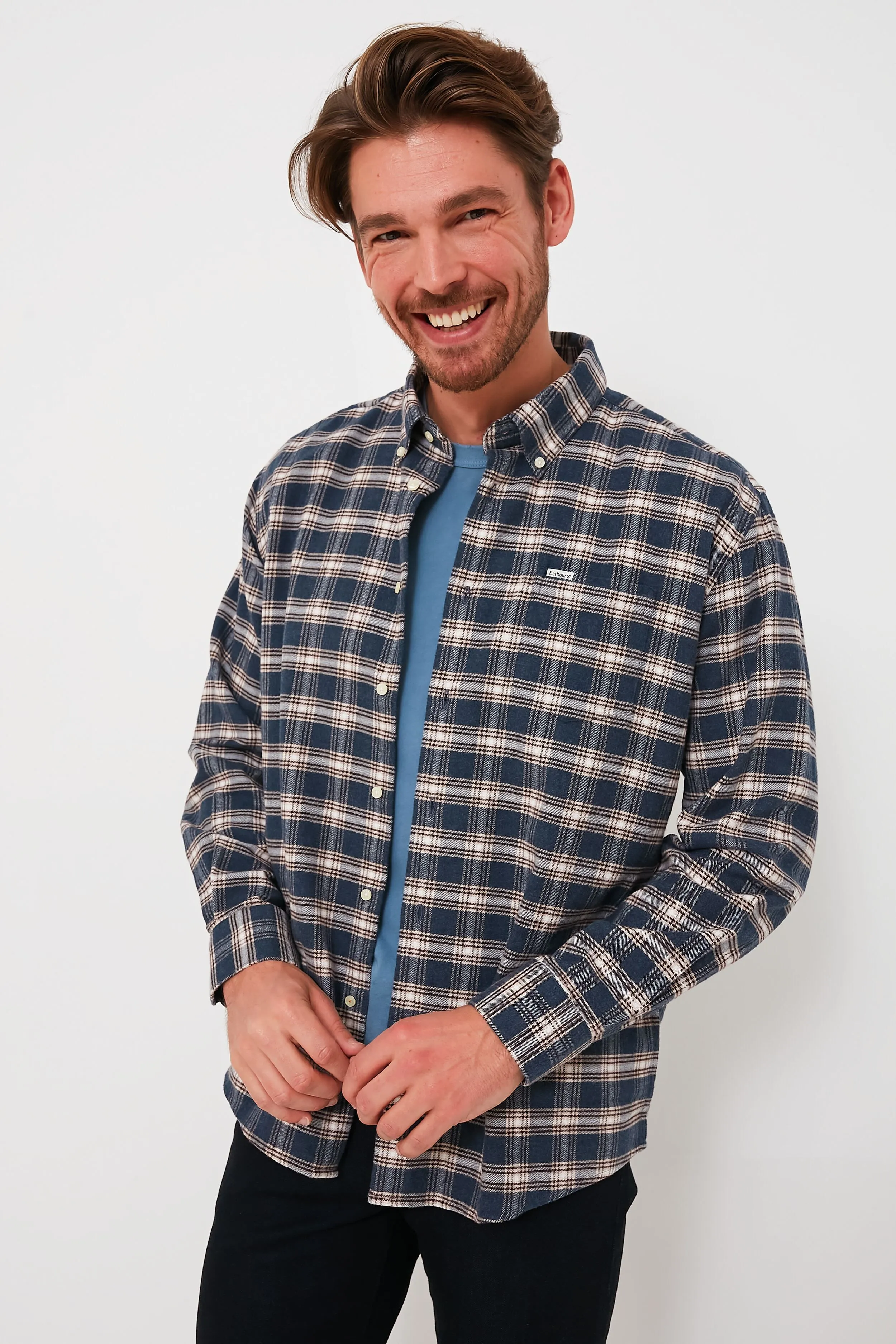 Navy Marl Bowburn Regular Fit Shirt