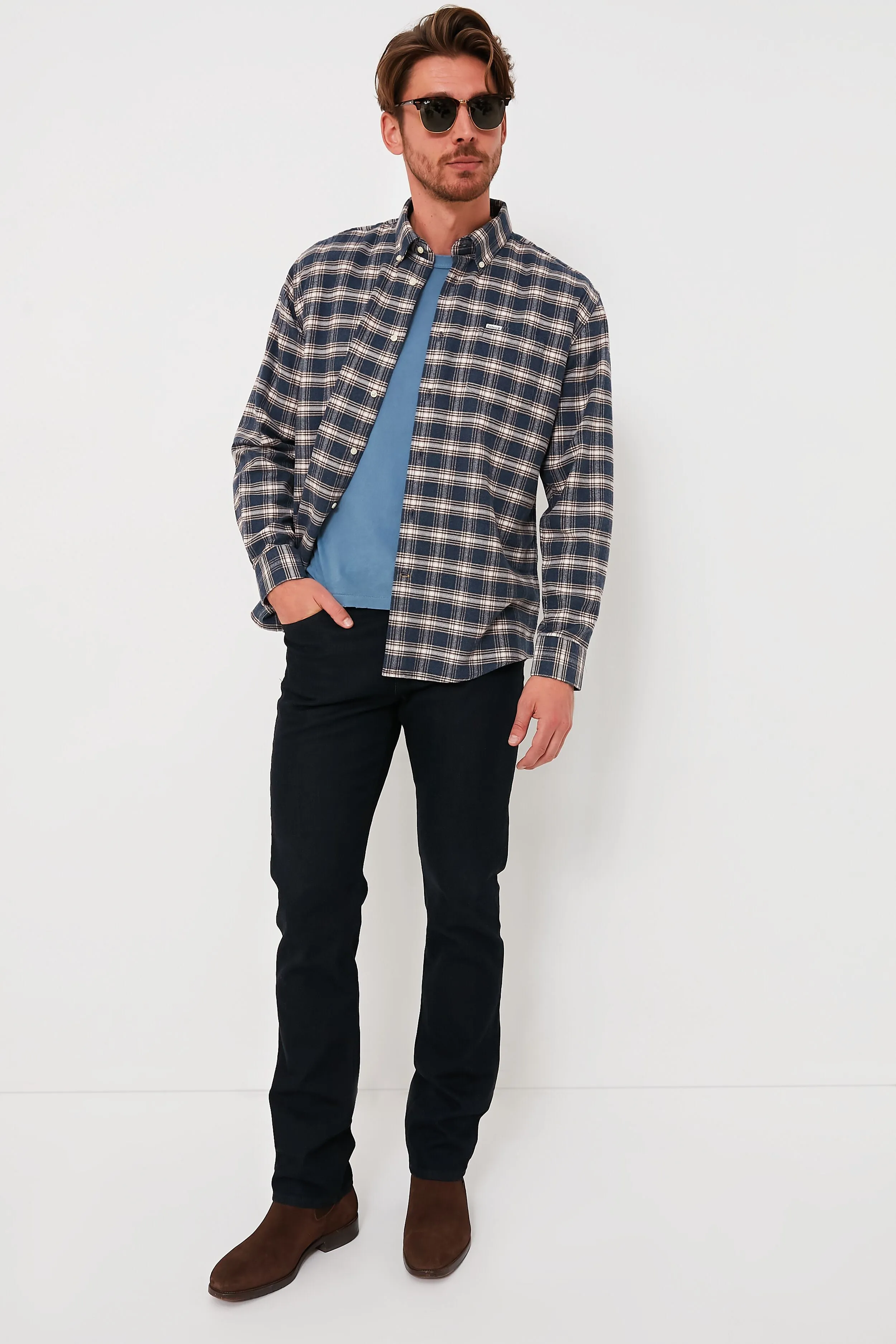 Navy Marl Bowburn Regular Fit Shirt