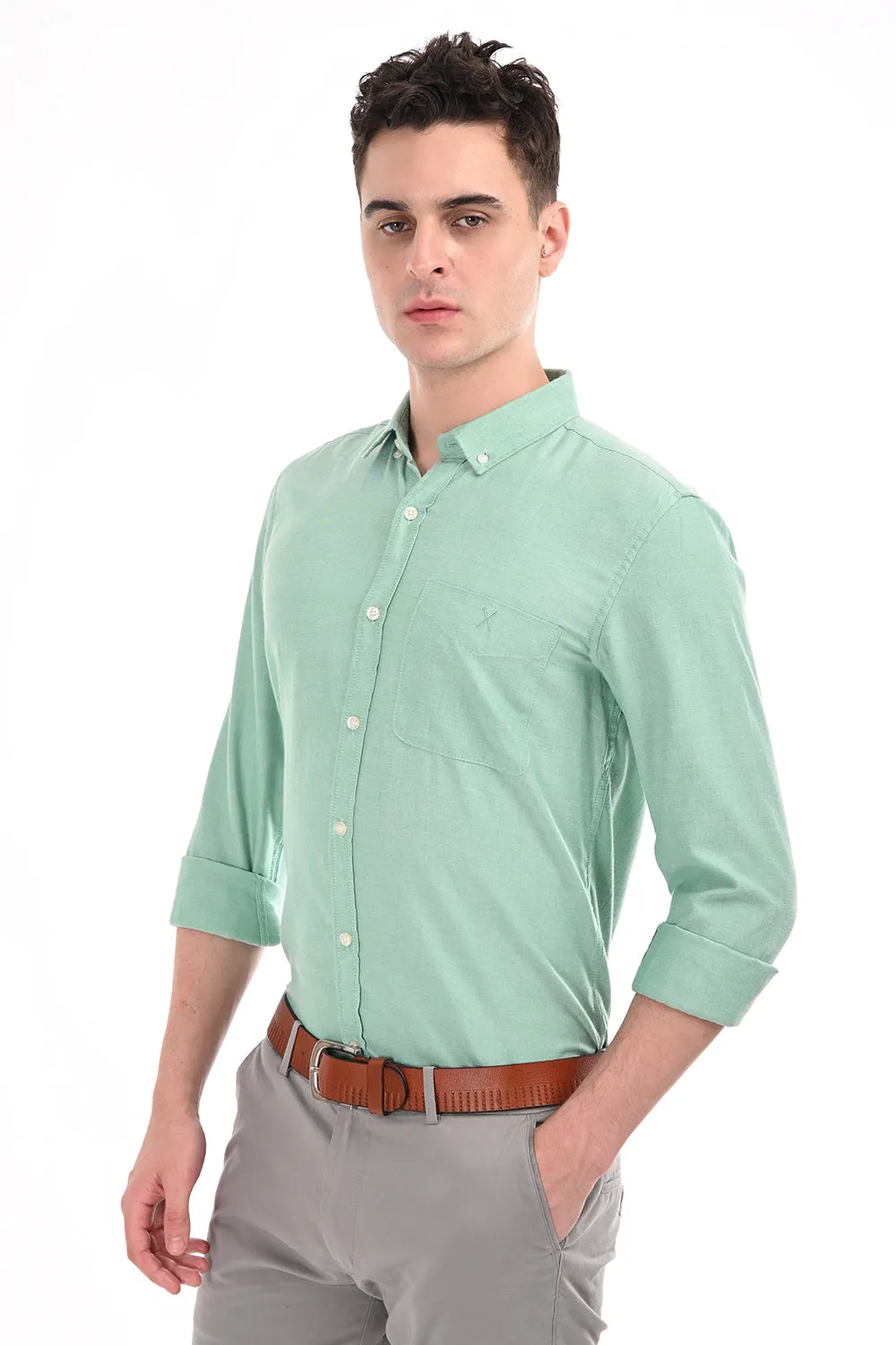 Neon Green New Age Oxford Semi Formal Shirt