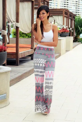 Neon Pink and Gray Chevron Pants