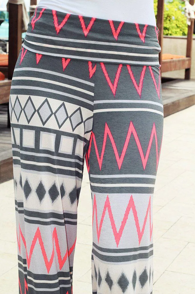 Neon Pink and Gray Chevron Pants