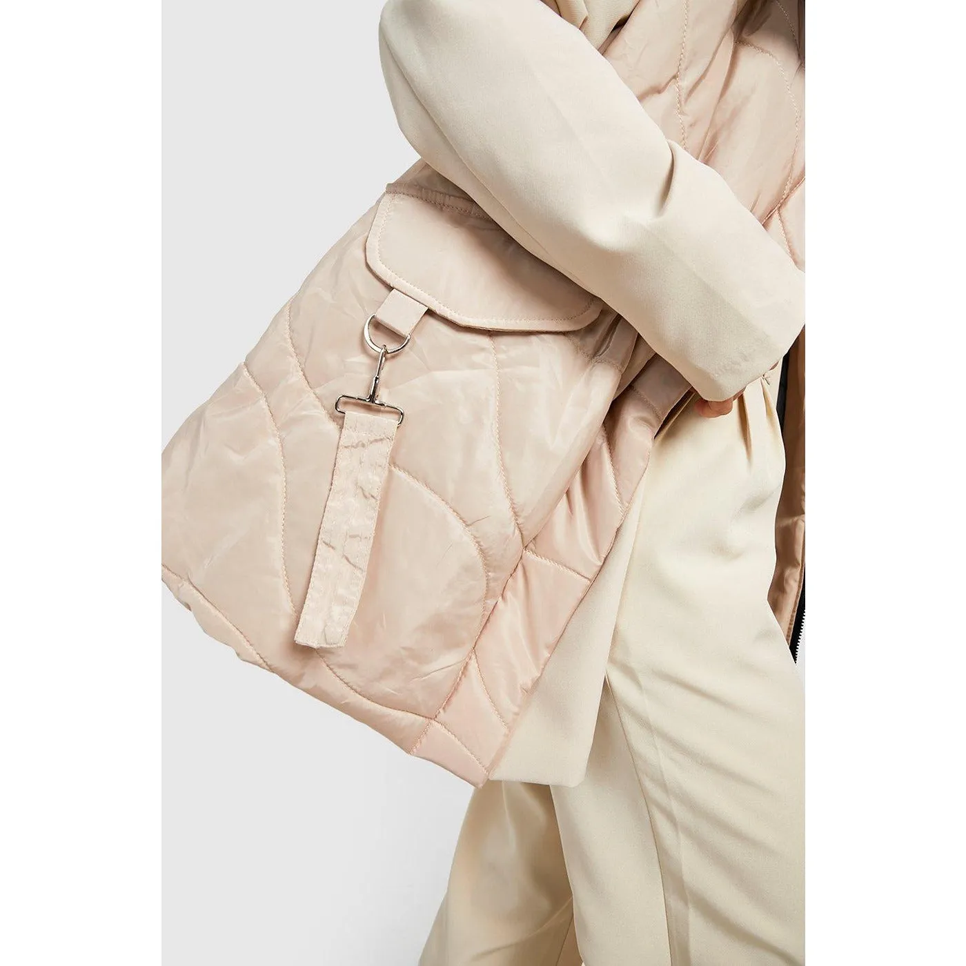 Nude Quilted Funnel Neck Jacket