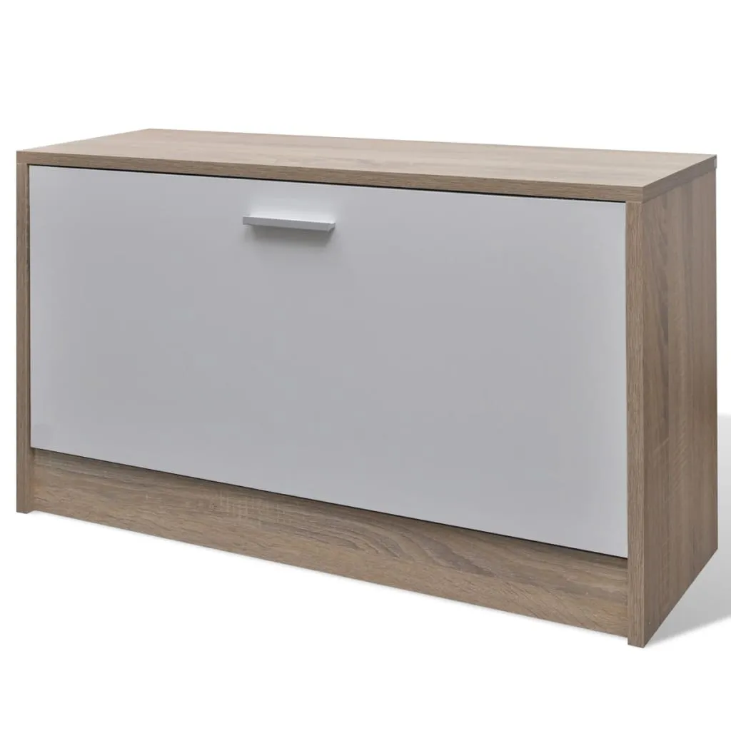 Oak and White 3-in-1 Wooden Shoe Cabinet Set