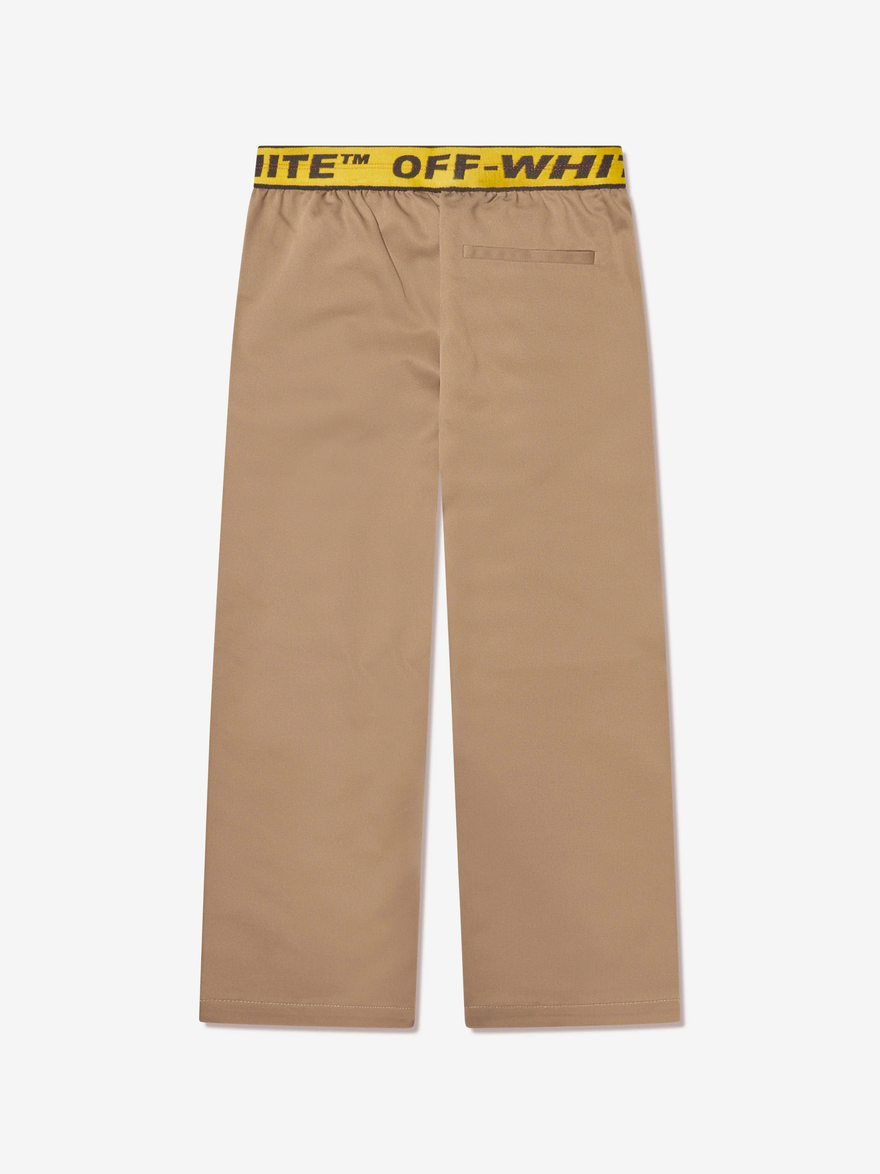 Off-White Boys Logo Industrial Chino Trousers in Beige