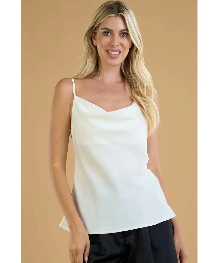 Oh The Places Satin Cowl Neck Cami