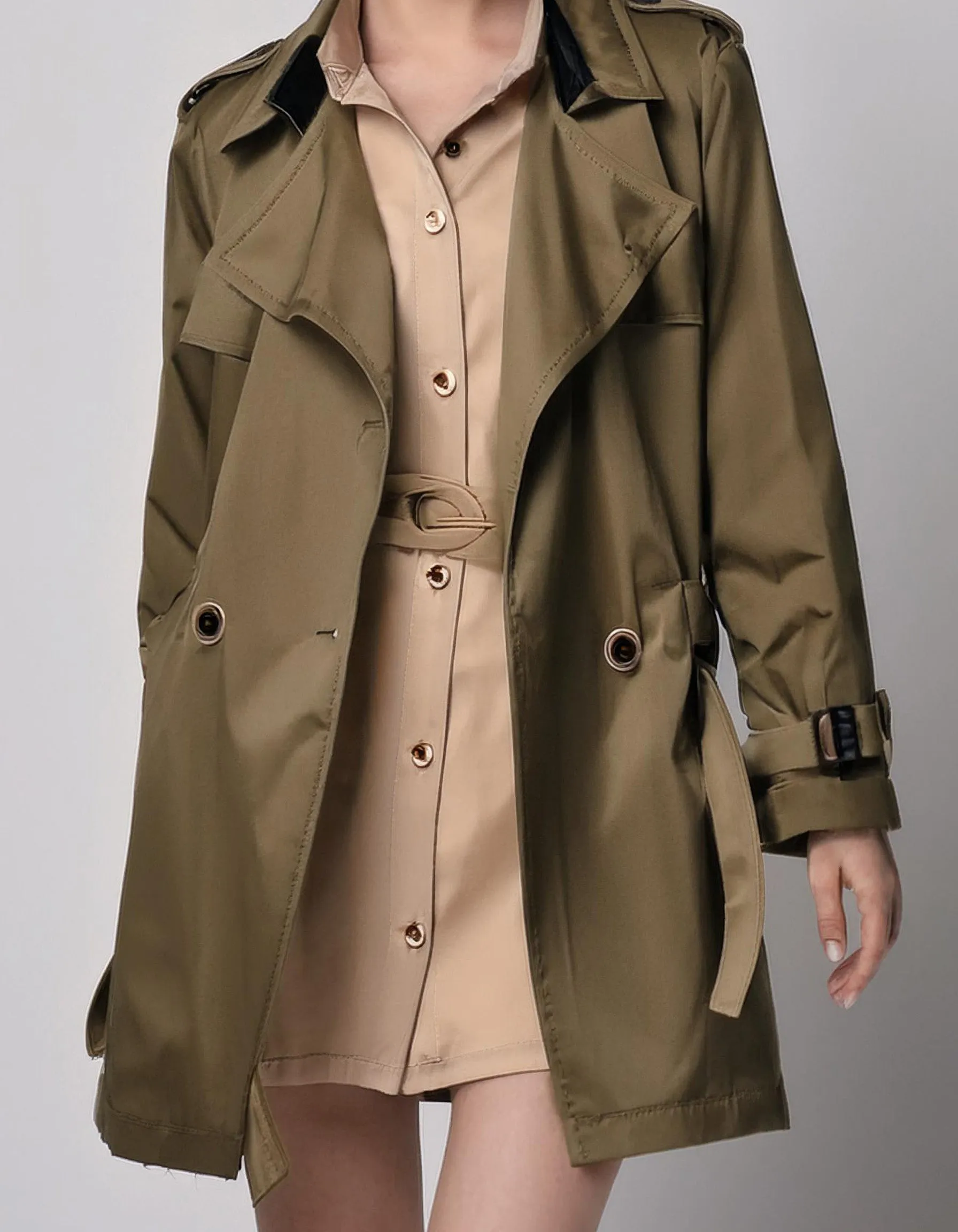 Olive Green Oversized Trench Coats