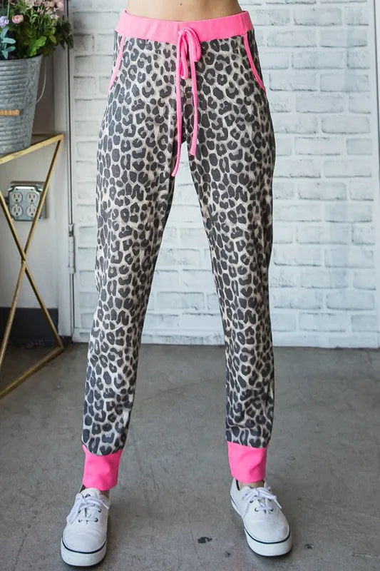 Orange Leopard Stretch Waist Pants