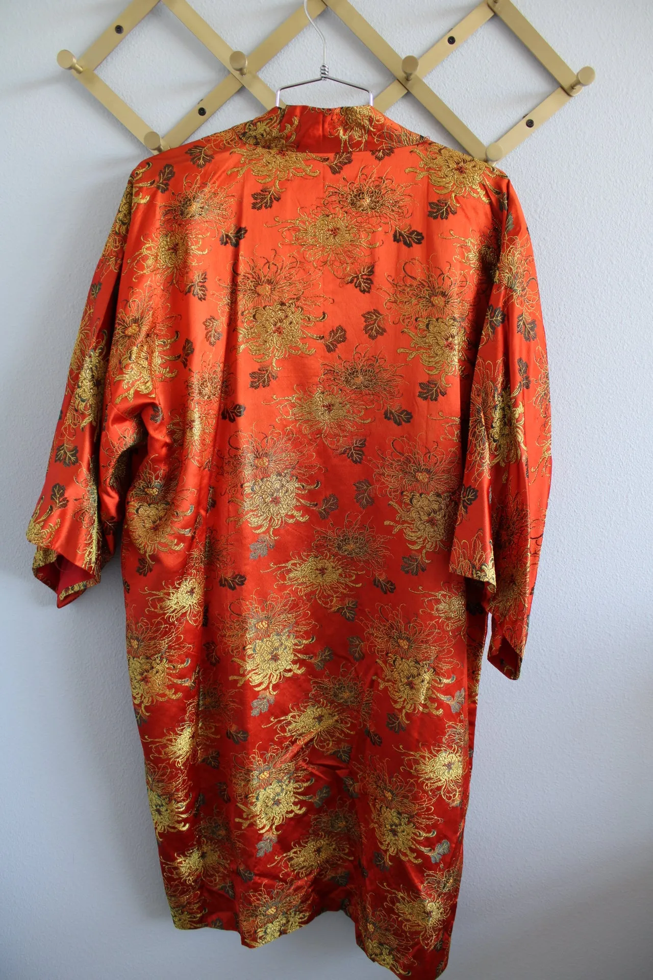 Orange with Gold Metallic Print Robe