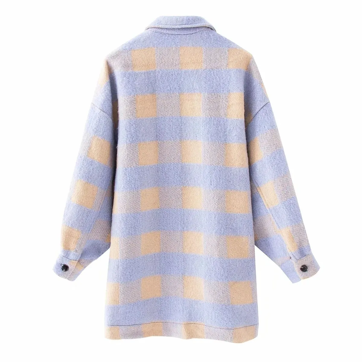 Oversize Wool Coat Women Plaid Jackets