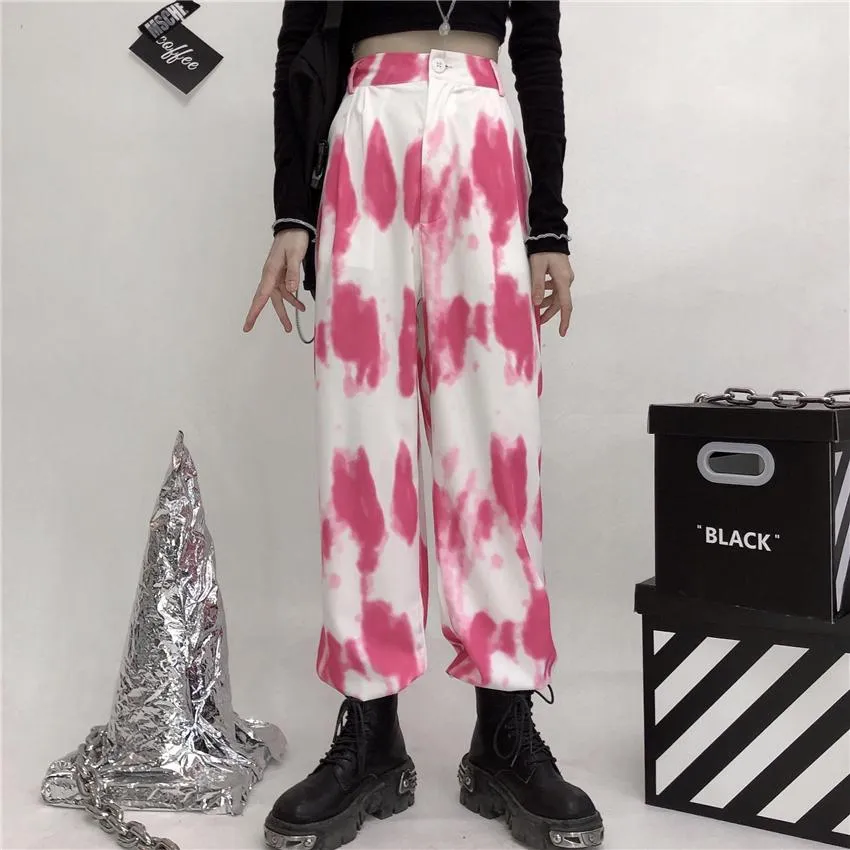 Pastel Tie Dye Print Ulzzang High Waist Pants