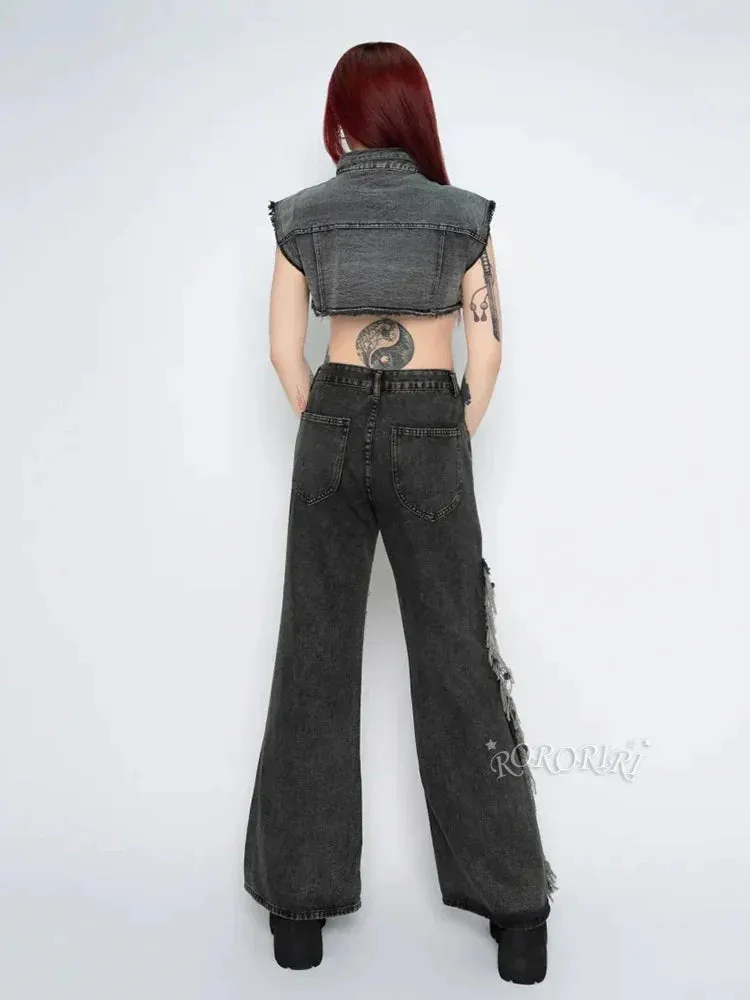 Patchwork Tassel Halloween Flare Pants