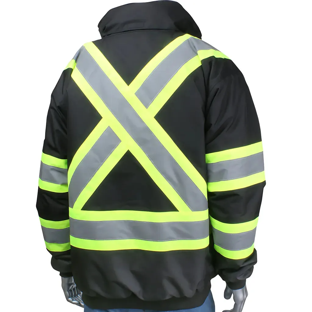 PIP 331-1745X-BK/2XL ANSI Type O Class 1 and CAN/CSA Z96 Two-Tone X-Back Full Zip Bomber Jacket