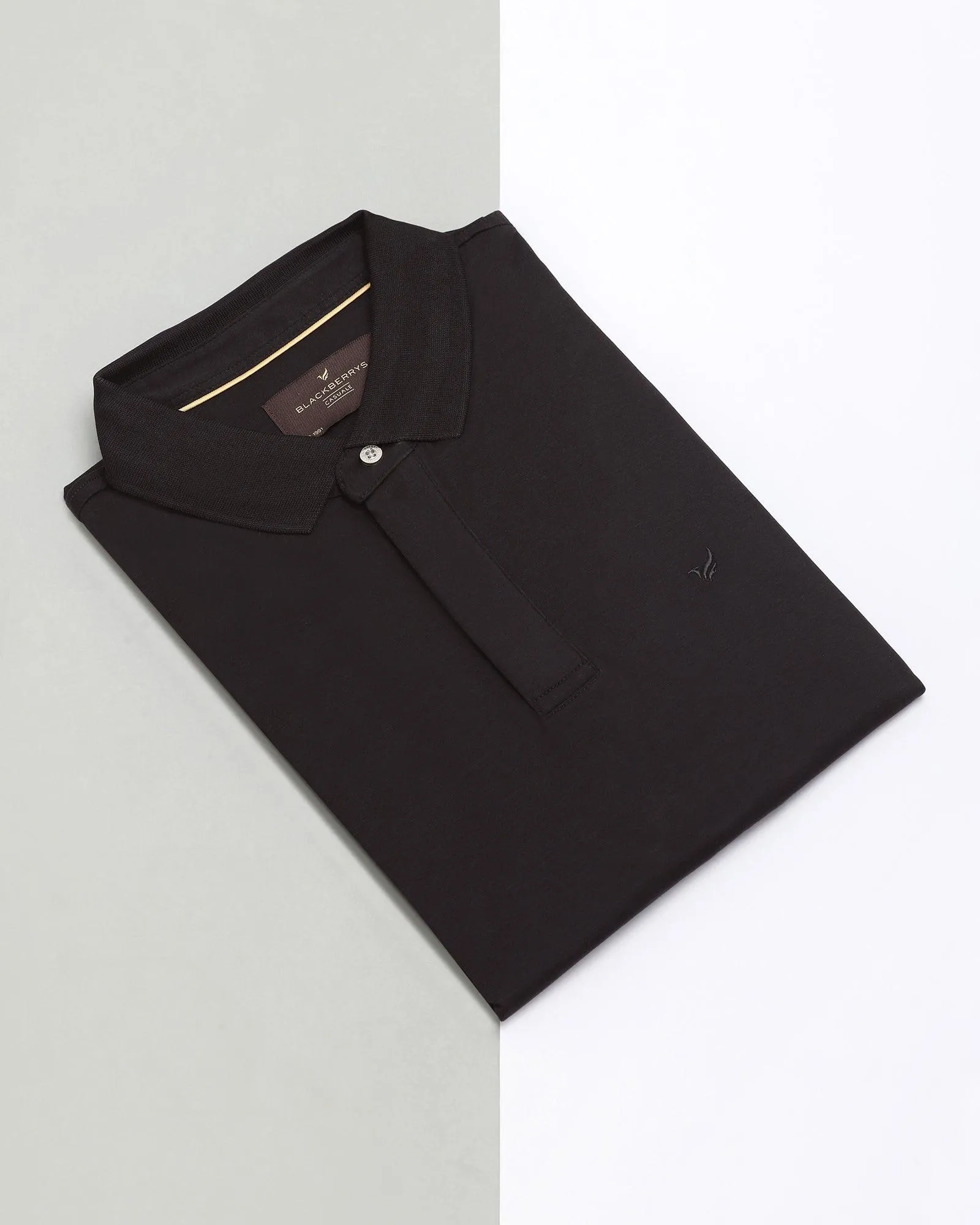 Polo Black Solid T-Shirt - Giza