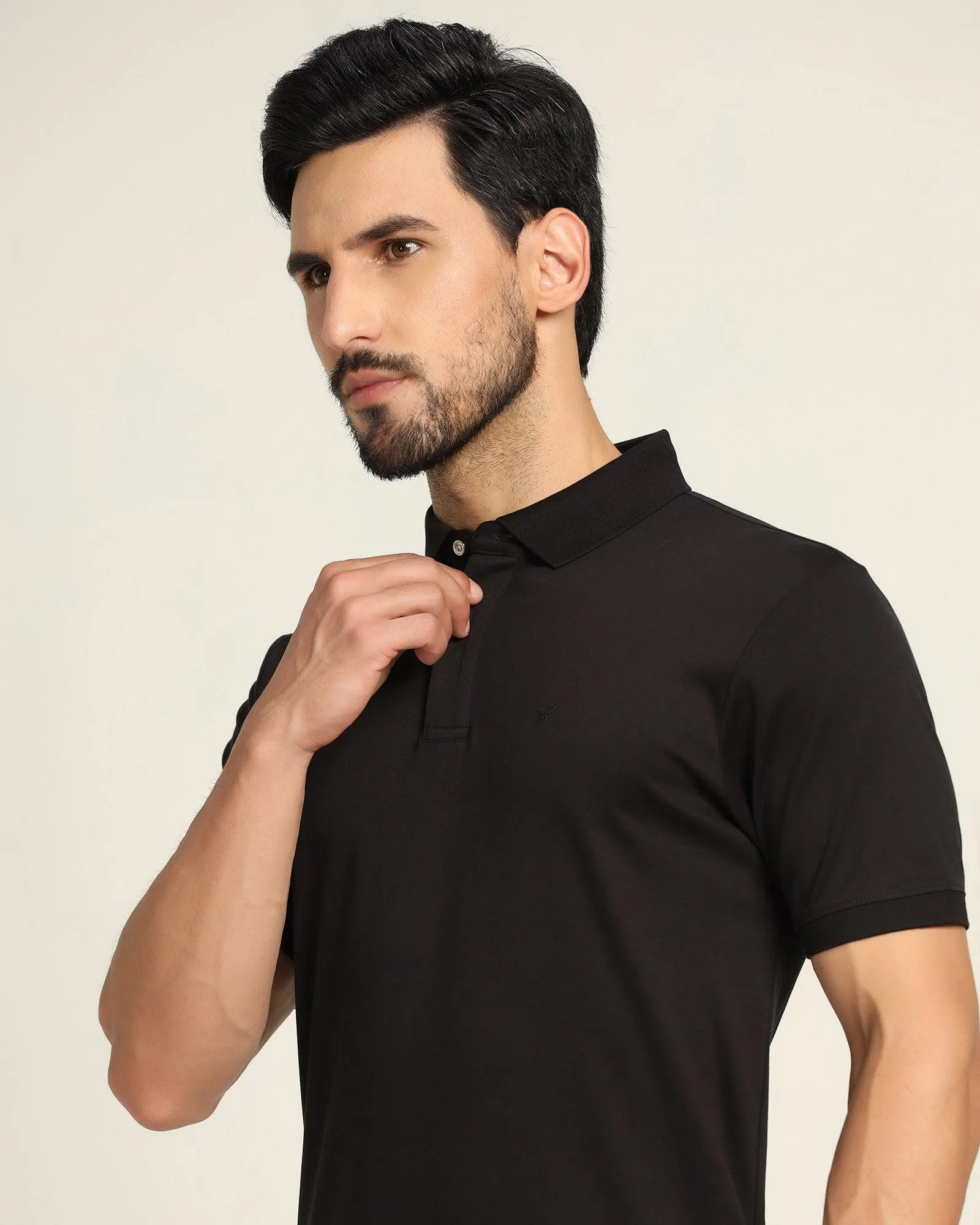 Polo Black Solid T-Shirt - Giza