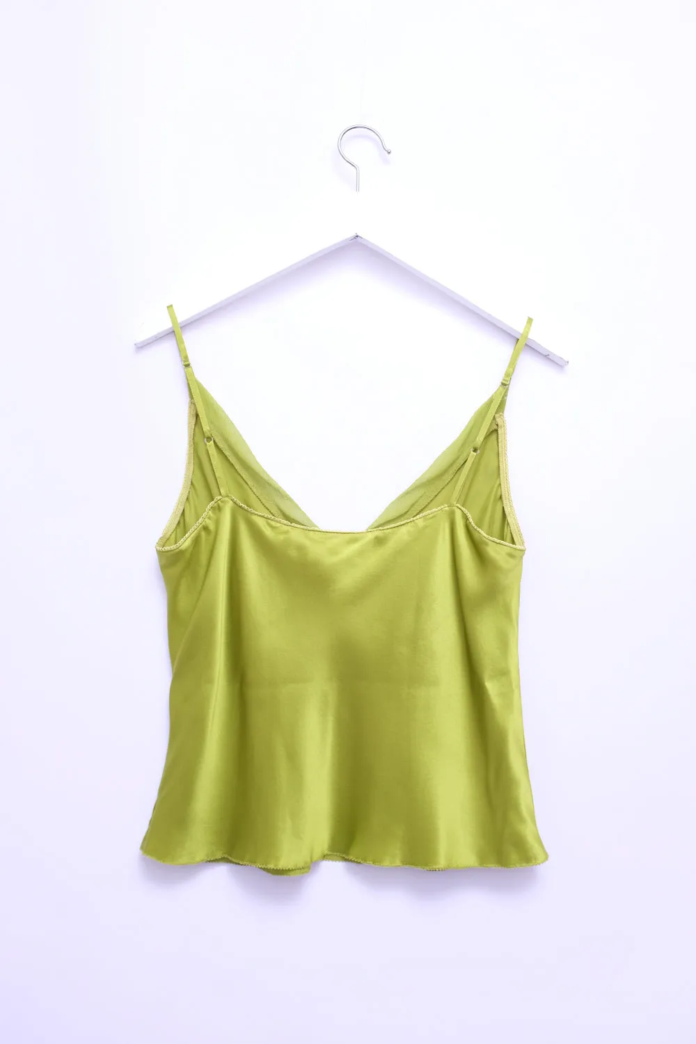 PURE SILK SATIN GREEN CAMISOLE