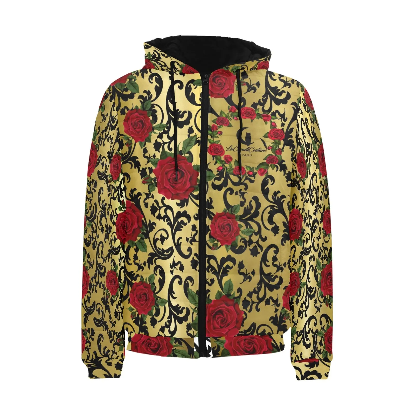 RED ROSES GOLD Men's Padded Hooded Jacket