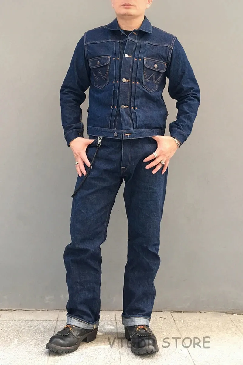 Repro 11MJ Pleated Western Selvage Denim Jacket - Vintage Jean Coat