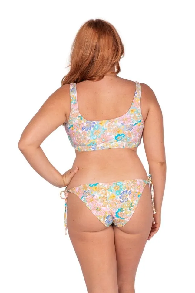 Retro Floral Tie Side Bikini Bottoms