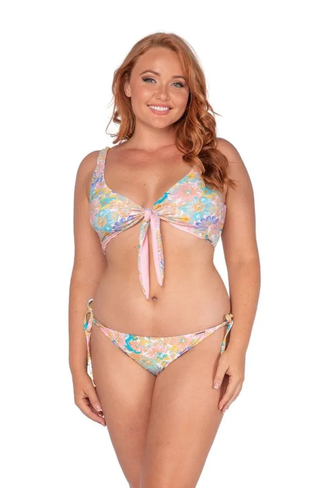 Retro Floral Tie Side Bikini Bottoms