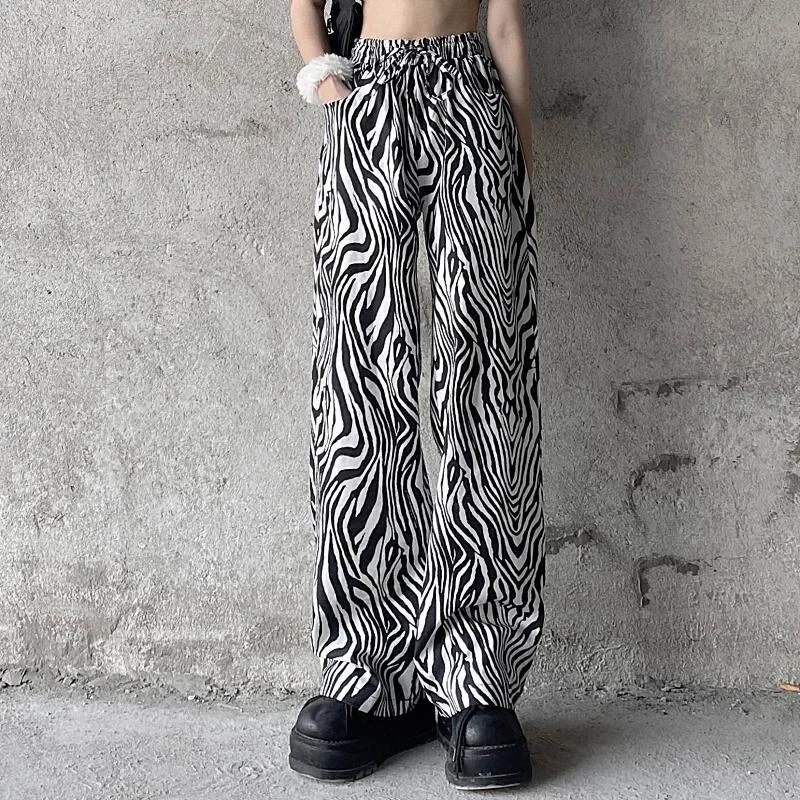 Retro Zebra Print Monochrome High Waist Loose Pants