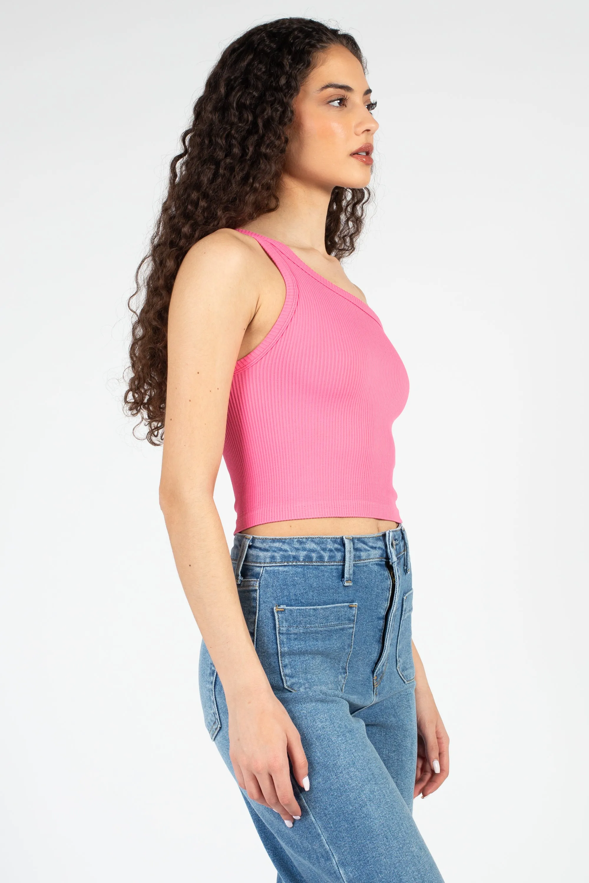 Ribbed One Shoulder Crop Top