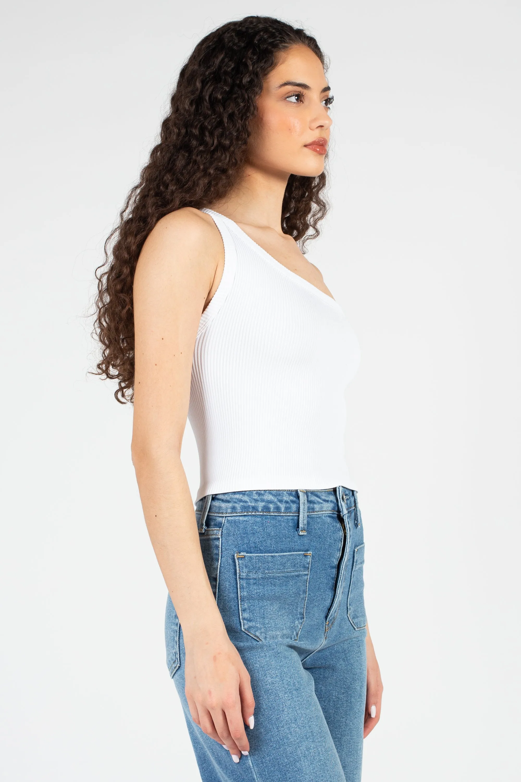 Ribbed One Shoulder Crop Top