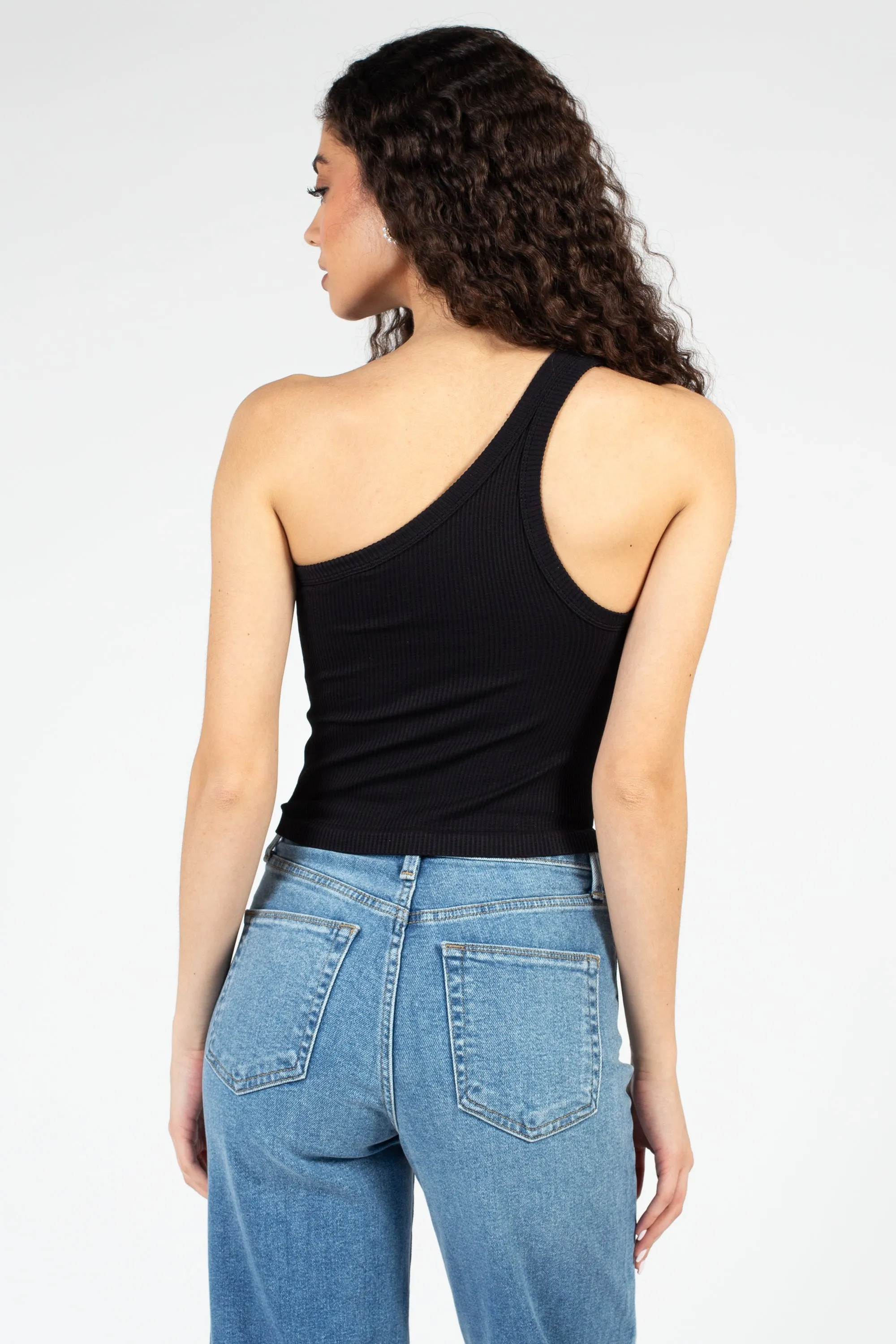 Ribbed One Shoulder Crop Top