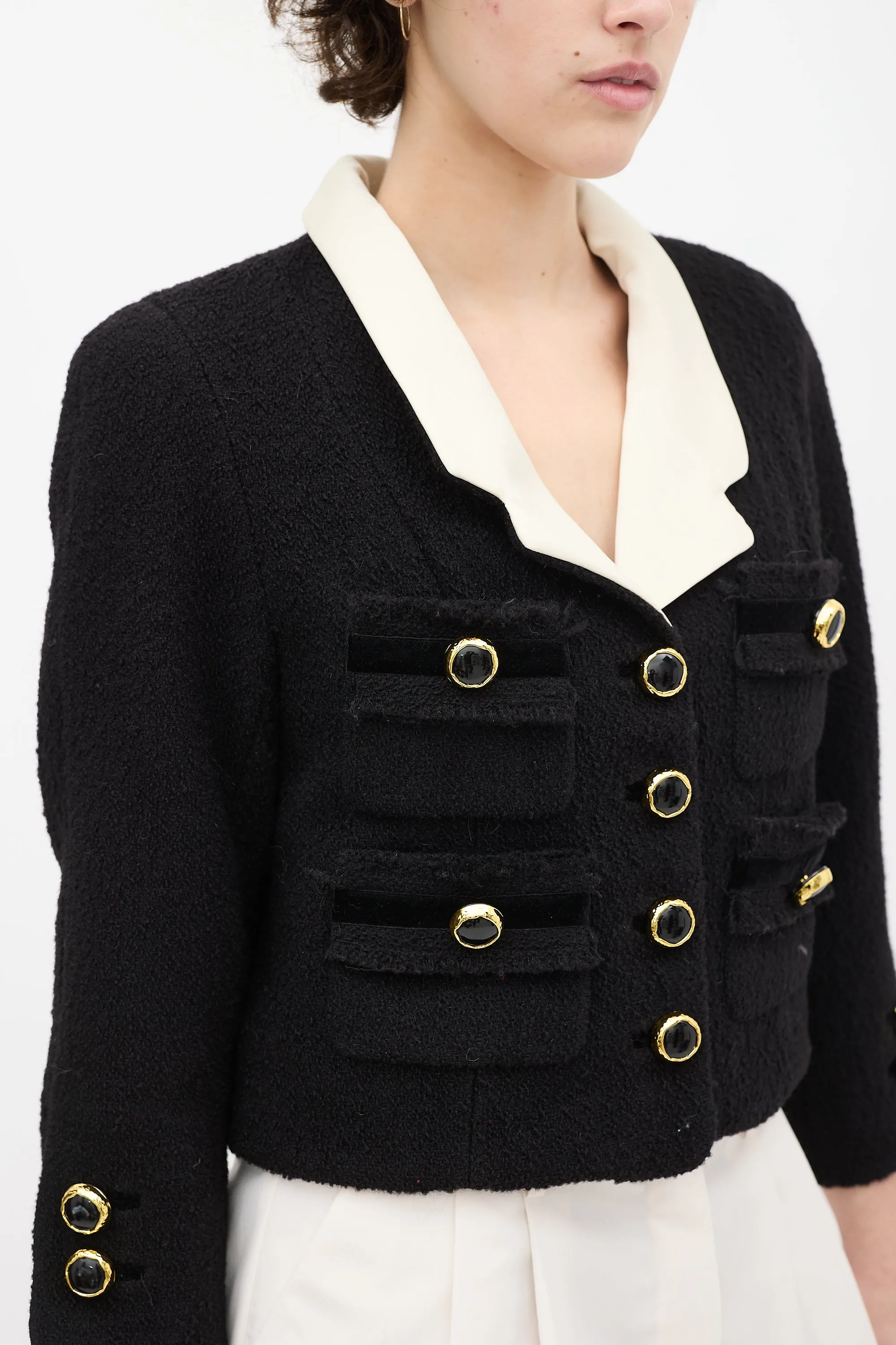 Runway Black Wool & Cream Silk Jacket