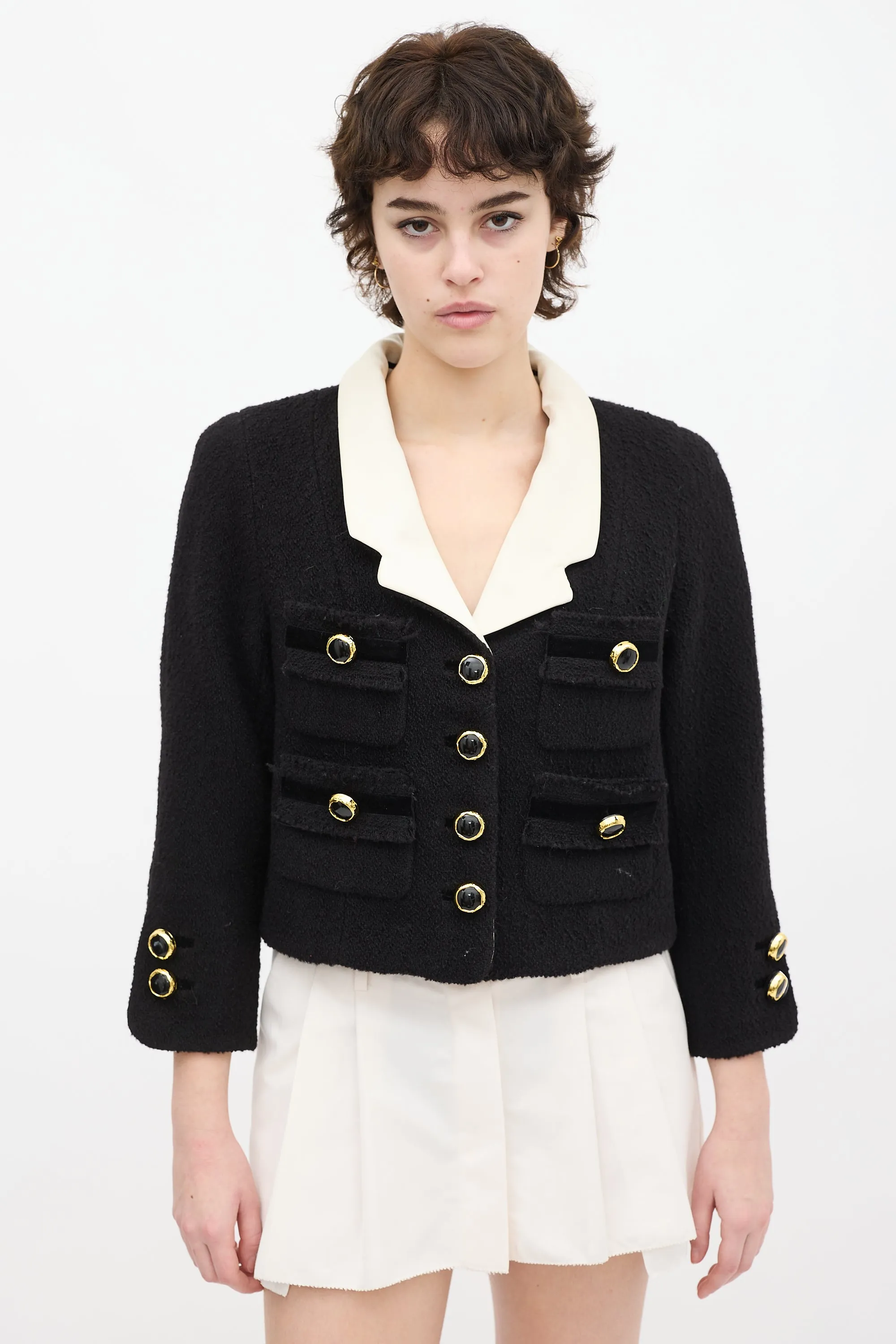 Runway Black Wool & Cream Silk Jacket