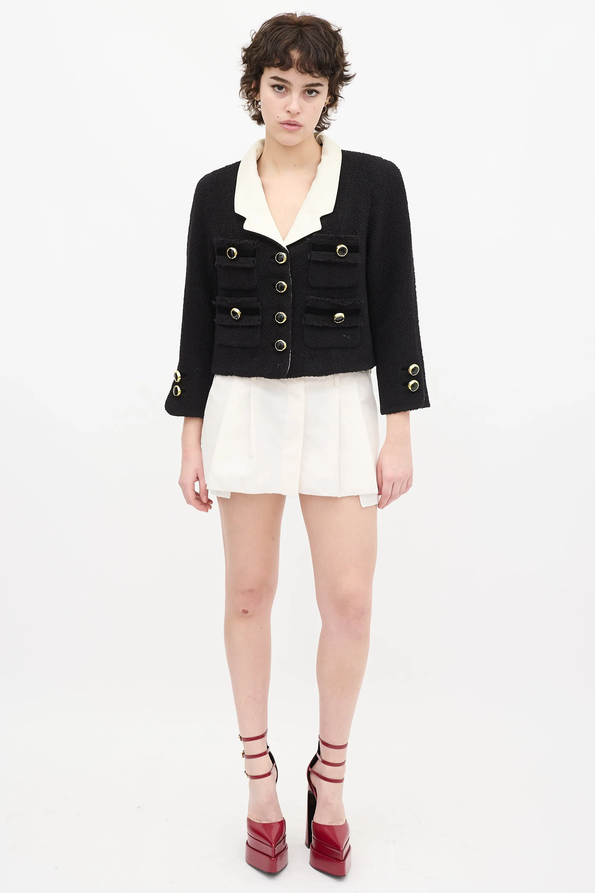 Runway Black Wool & Cream Silk Jacket