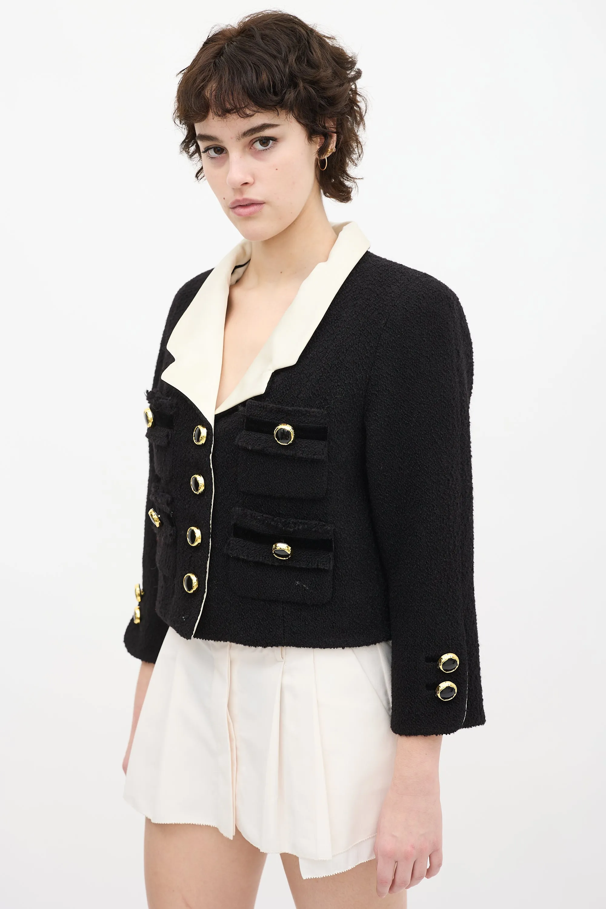 Runway Black Wool & Cream Silk Jacket