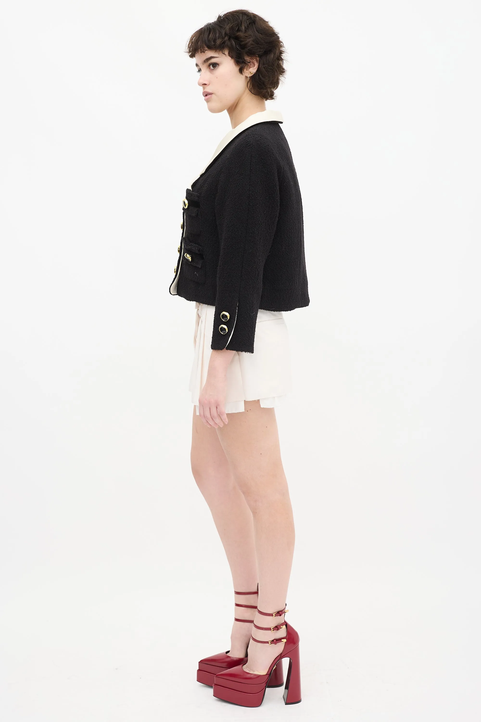 Runway Black Wool & Cream Silk Jacket