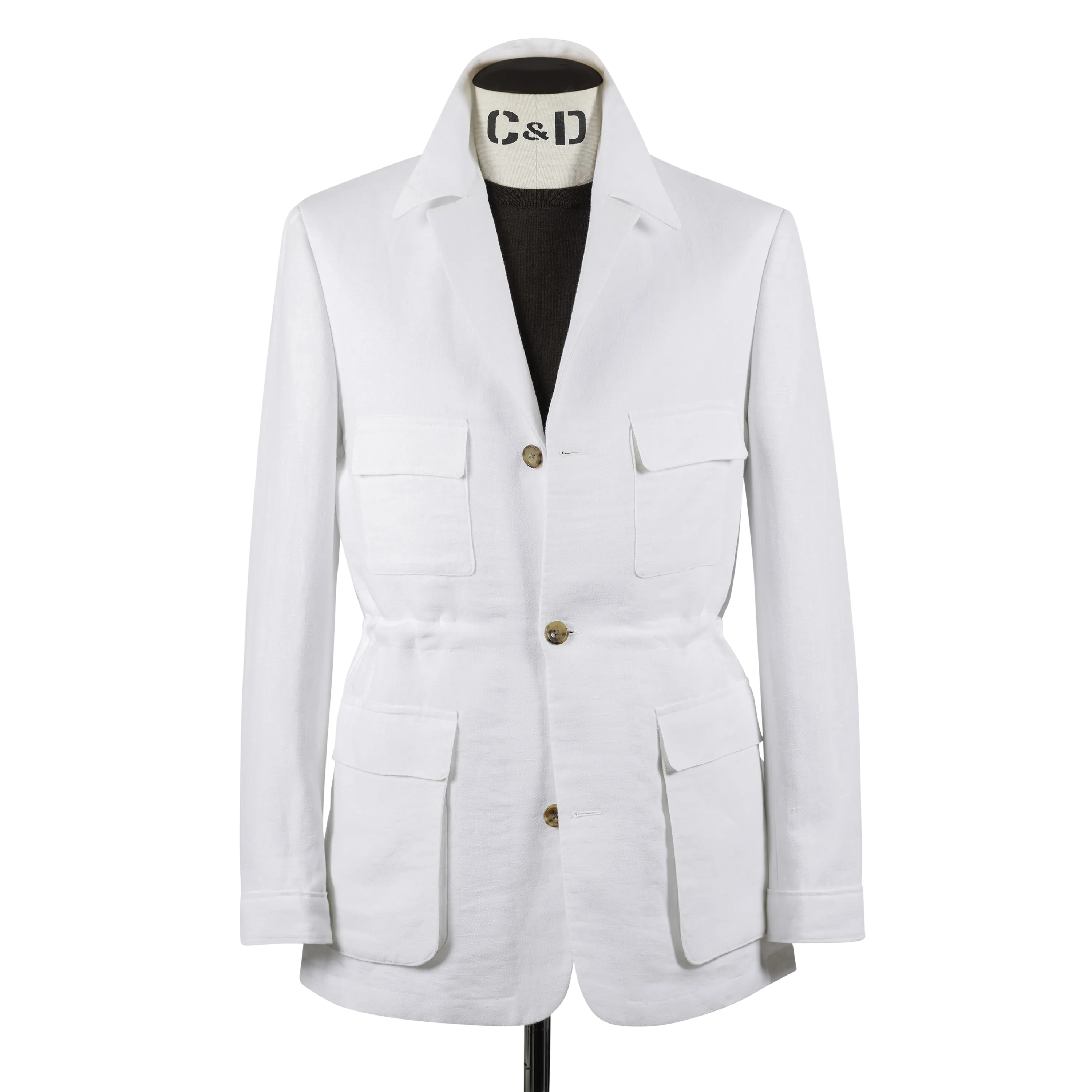 Safari Jacket in White Linen