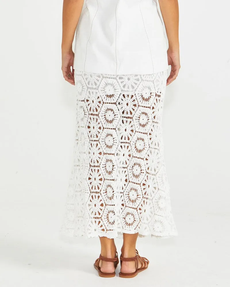 Sass Clover Lace Skirt - White