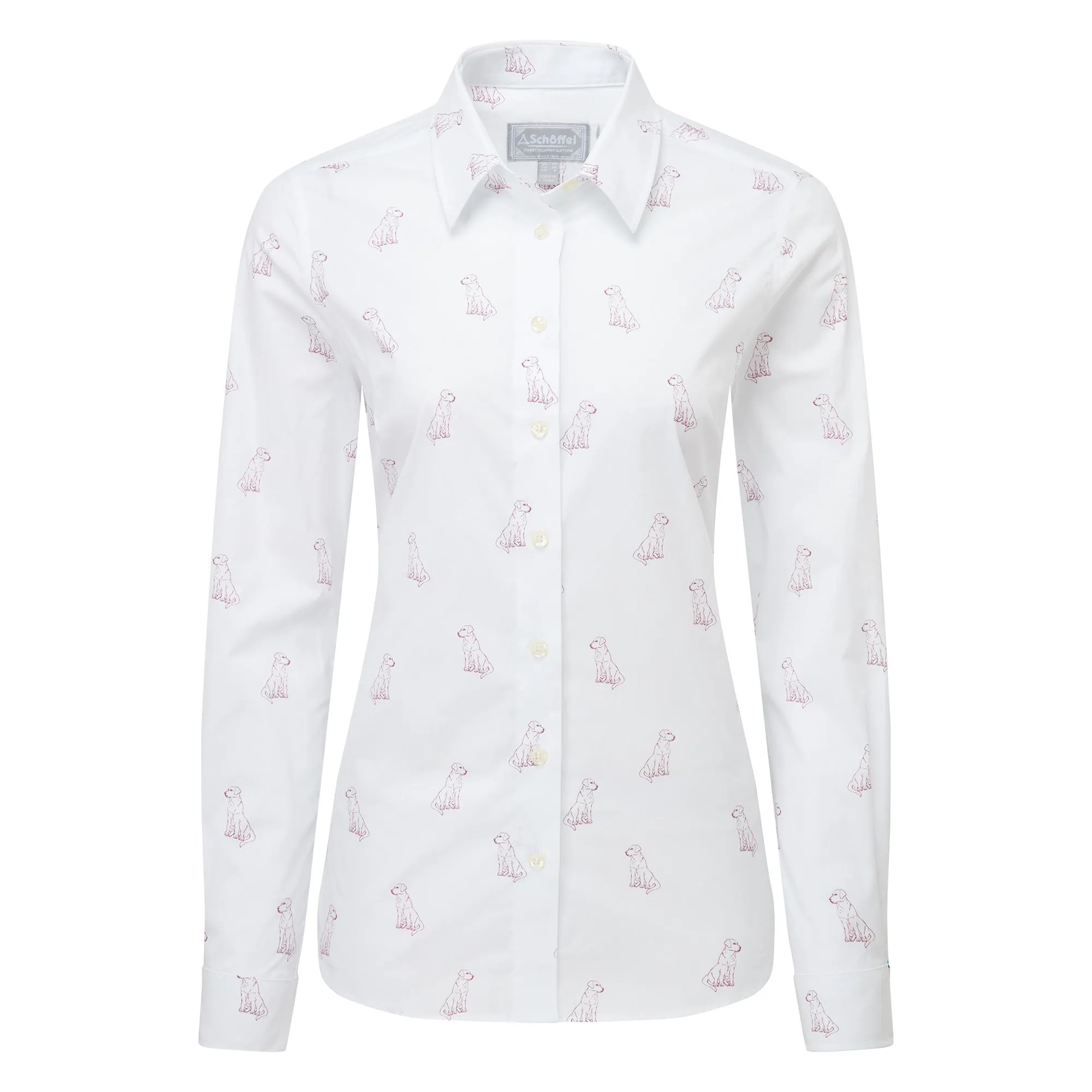 Schoffel Ladies Norfolk Shirt - Wine Labrador Print