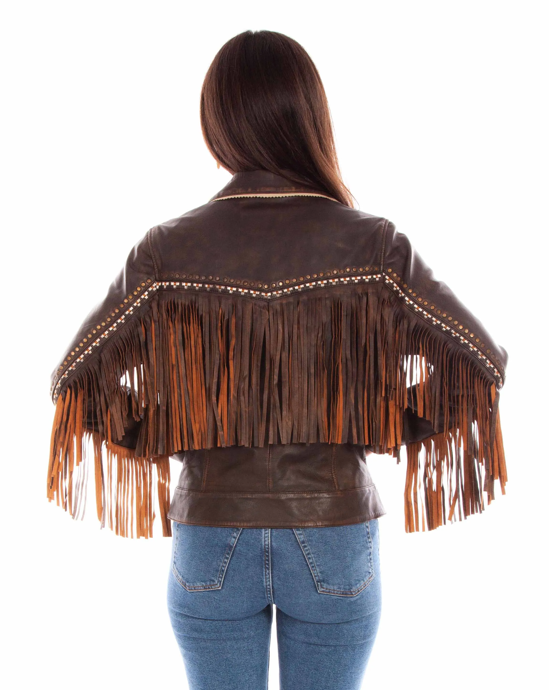 Scully Women's Brown Leather Fringe Jacket L1114