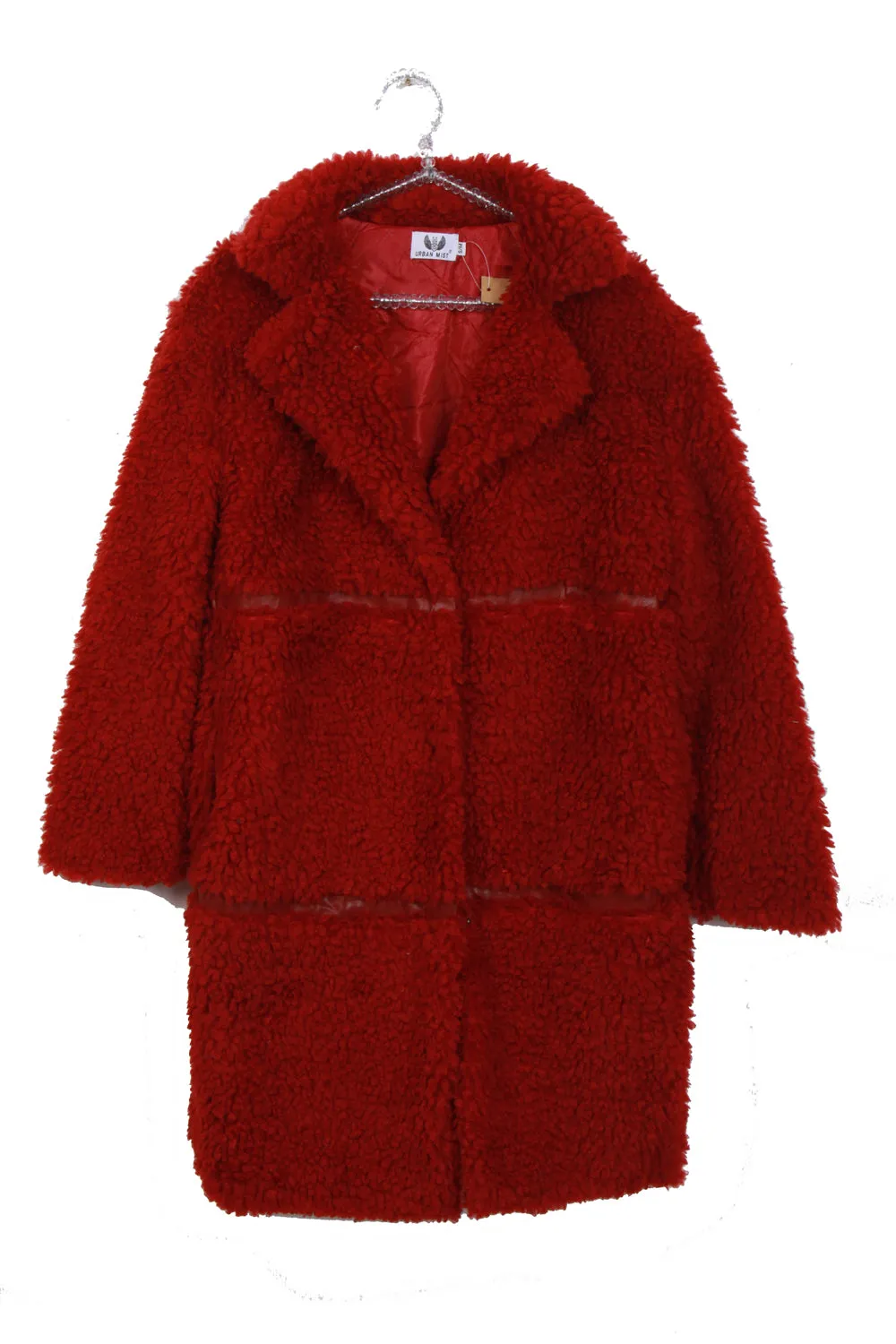 Shaggy Teddy Coat with PU Detail