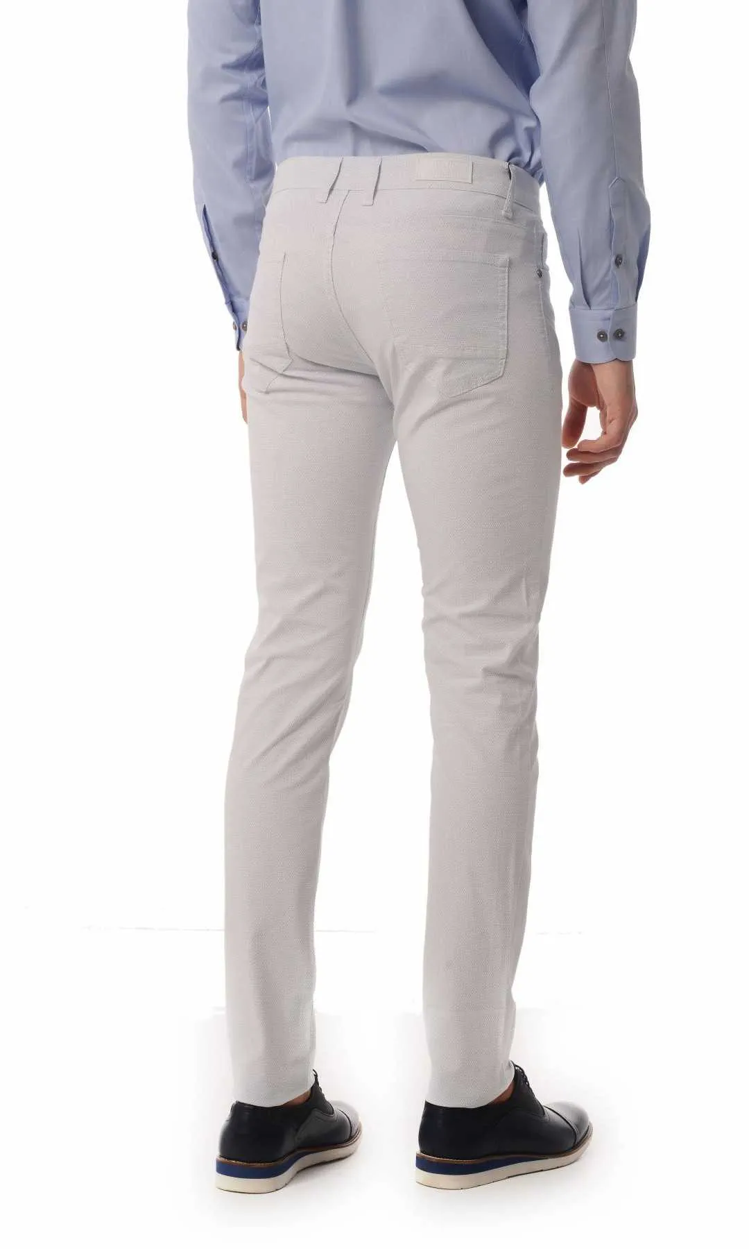 Slim Fit 5 Pocket Low Waist White Cotton Casual Pants