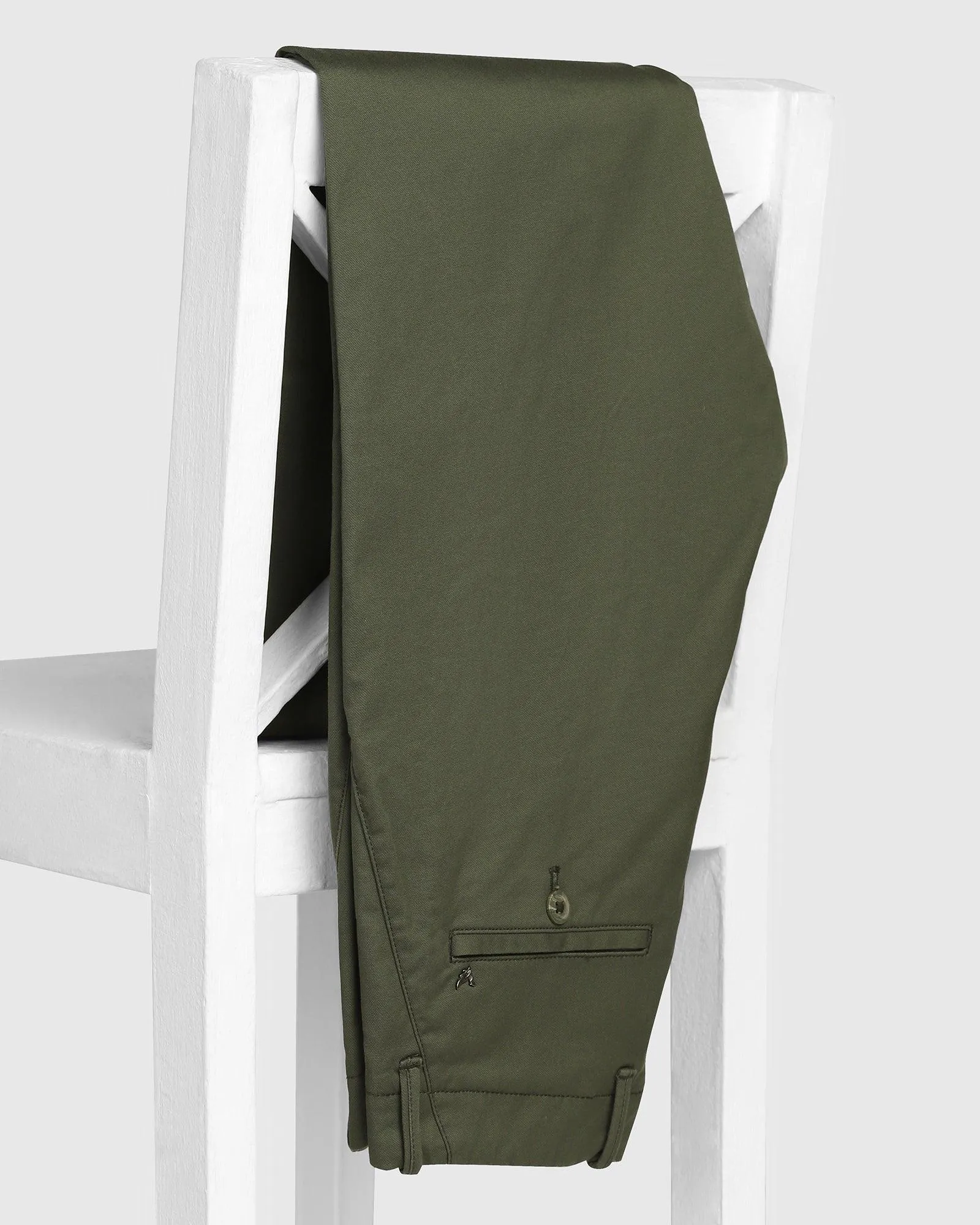 Slim Fit B-91 Casual Dark Green Textured Khakis - Segy