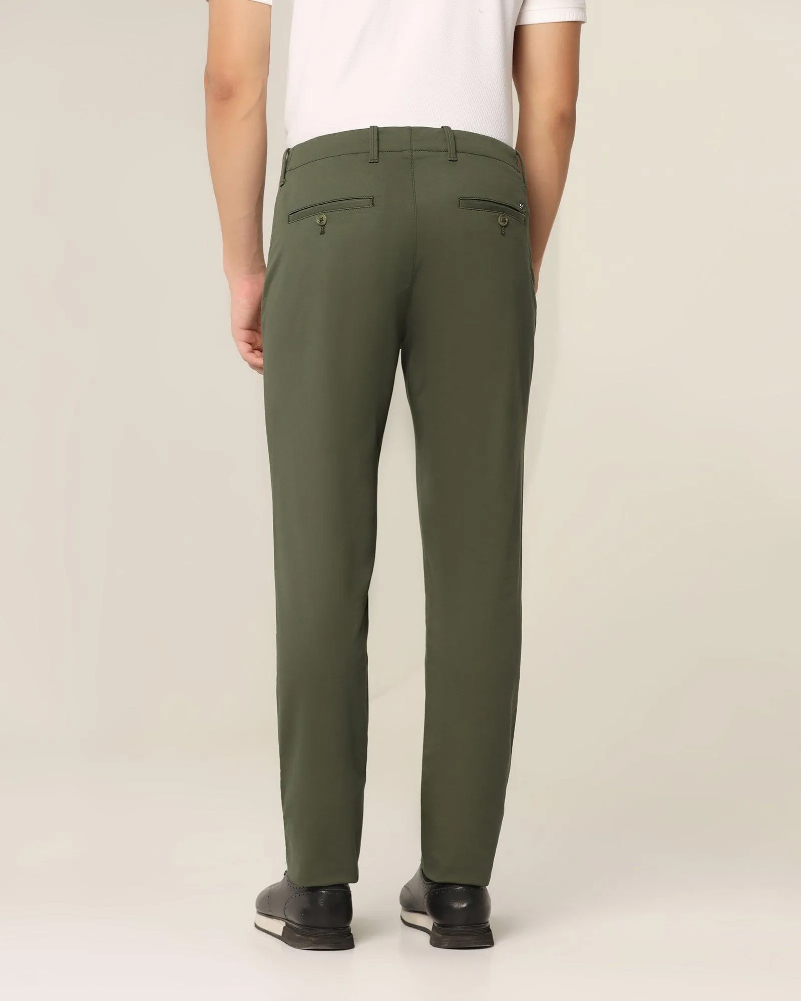 Slim Fit B-91 Casual Dark Green Textured Khakis - Segy