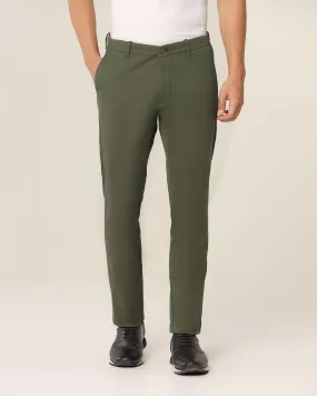 Slim Fit B-91 Casual Dark Green Textured Khakis - Segy