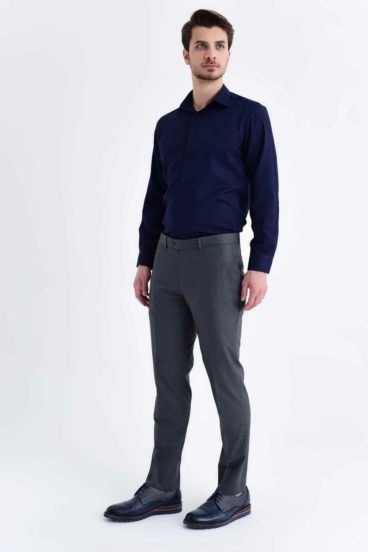 Slim Fit Gray Side Pocket Dress Pants