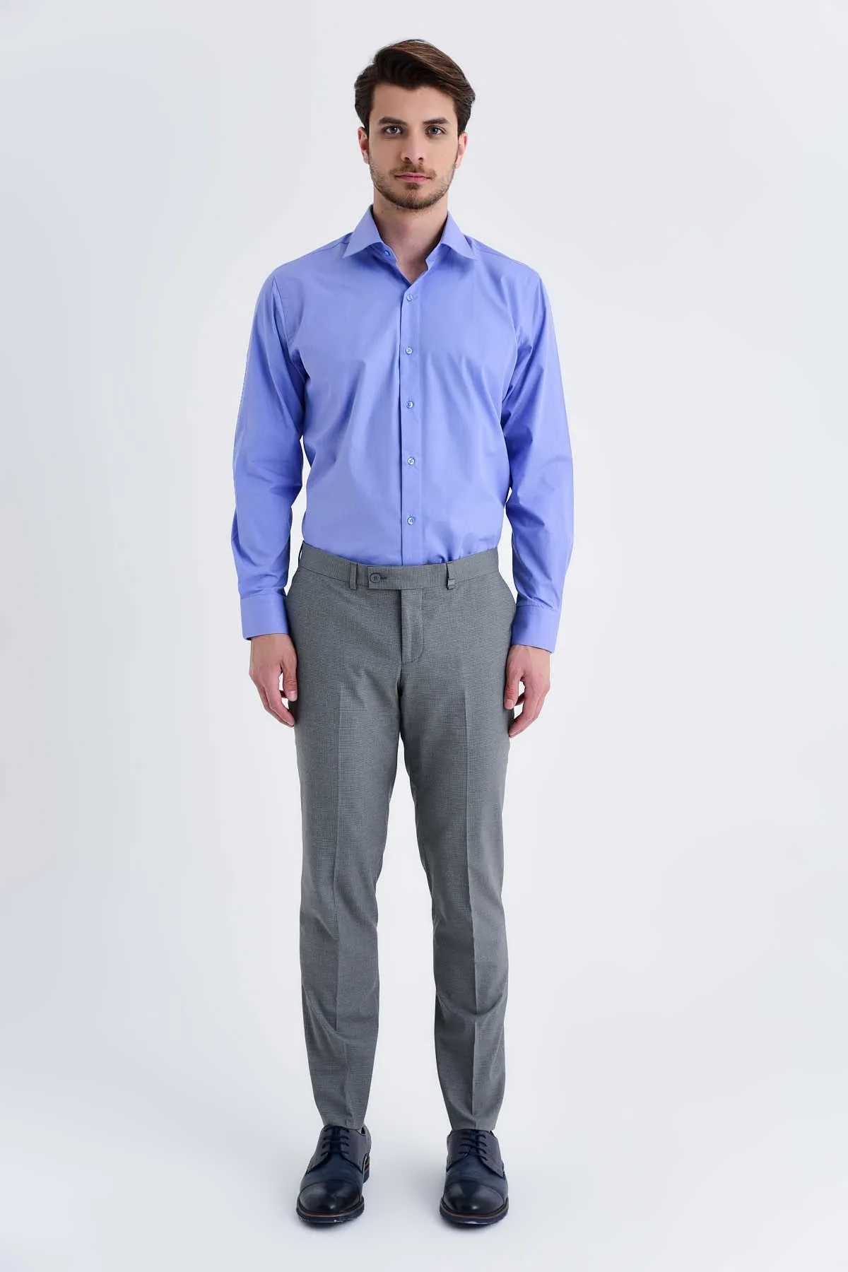 Slim Fit Gray Side Pocket Low Waist Dress Pants