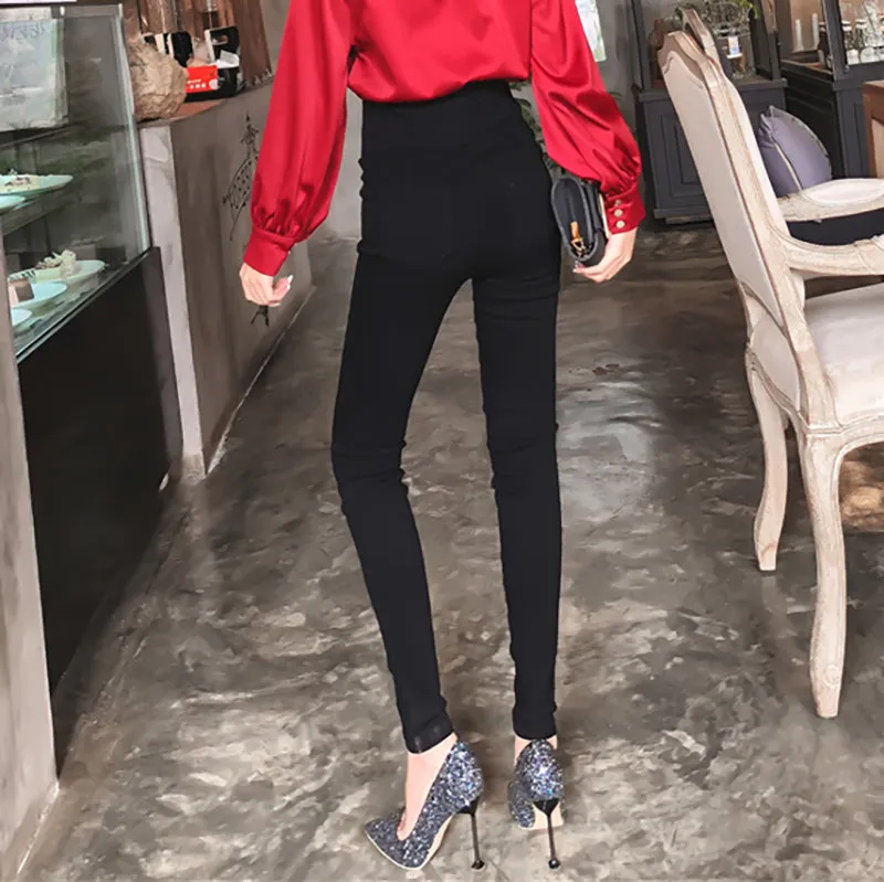 Slim High Waist Zipper Pants