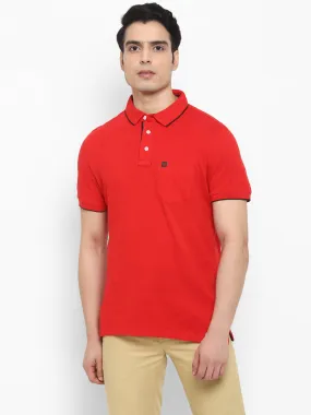 Solid Red Half Sleeve Polo T-Shirt for Men