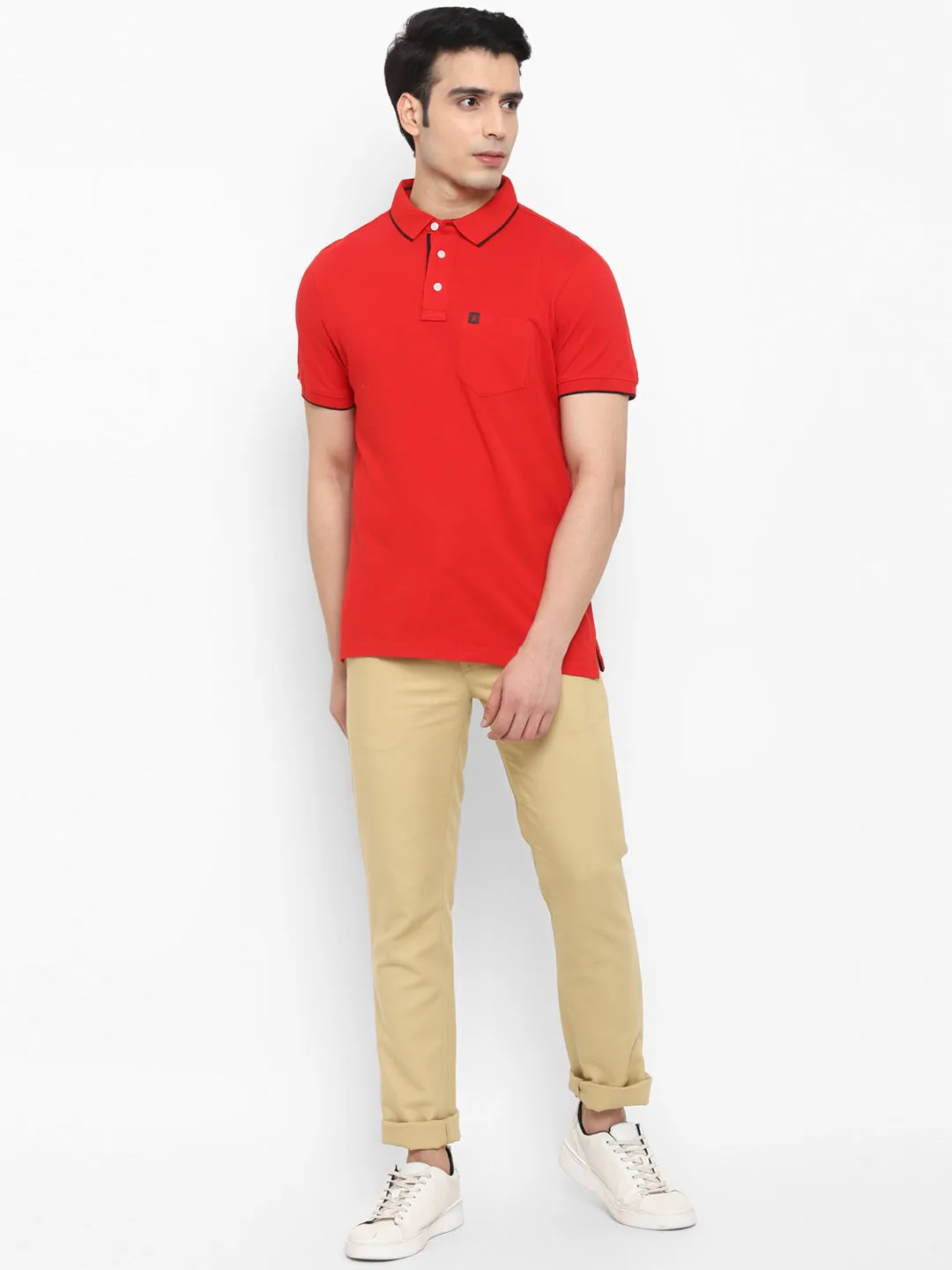 Solid Red Half Sleeve Polo T-Shirt for Men