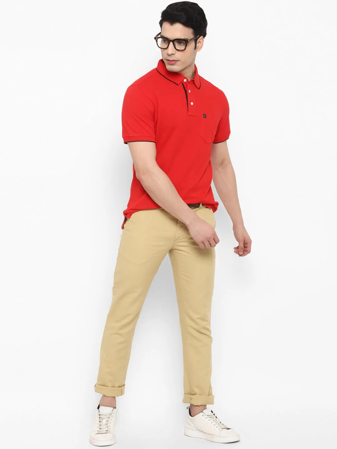 Solid Red Half Sleeve Polo T-Shirt for Men